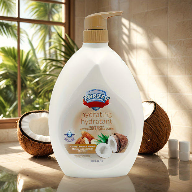 [Ultra-Nourishing Body Wash] WISH Ultra-Nourishing Coconut & Almond Body Wash | 33.8oz/1000ml, Hydrating Formula with Rich Botanicals, Gentle Cleansing for Silky Smooth Skin, Luxurious Tropical Scent, Paraben-Free, Ideal for