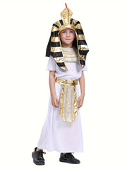 Kids Ancient Egyptian Kings, Pharaohs for Halloween Carnival Ball, Historical Theme Character Dress Up Performance Costume