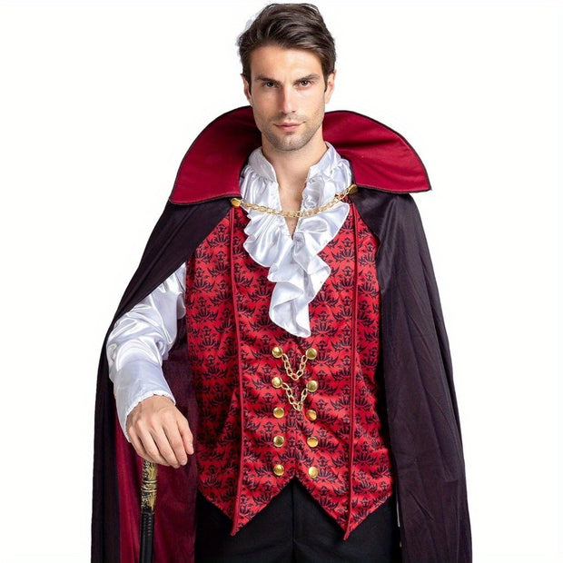 SYNCFUN Vampire Costume, Vampire Costume Men with Vampire Cape for Deluxe Halloween Costume