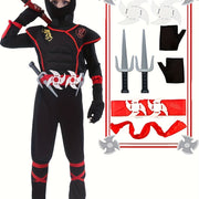 Carnival Boys Kids Ninja Costume Cosplay Assassin Samurai Warrior Muscle Jumpsuit Children Halloween Fancy Dress Up