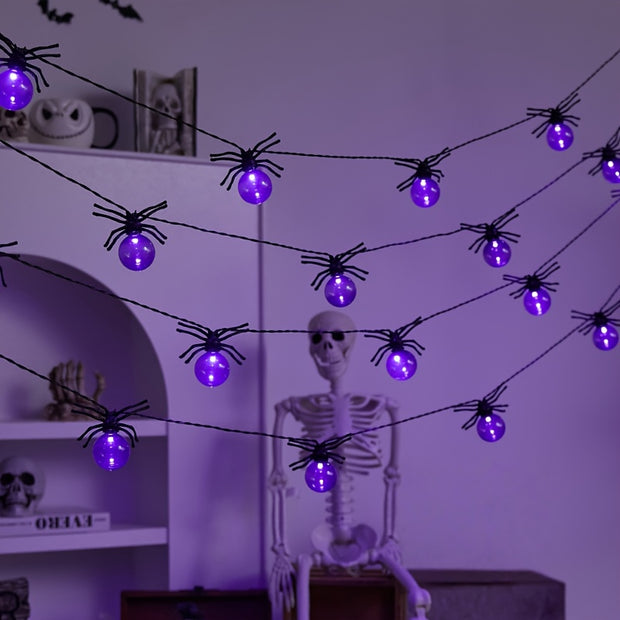 [Halloween Spider Light] 15-LED Halloween Spider Light | Purple Holiday Decorative Lamp for Indoor Festive Atmosphere and Spooky Fun