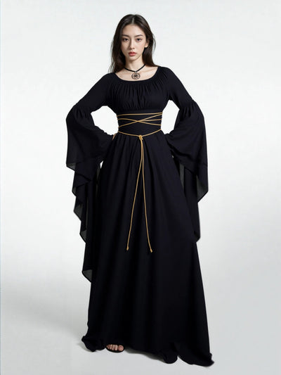 Plus Size - Plus Size, Women'S Elegant Vintage Halloween Party dress - Long Sleeve Asymmetrical hem Formal/semi-formal attire, Non-Stretchy fabric for Costume Events, Parties, Everyday Outfits - Year-Round Party Dress, Hallow