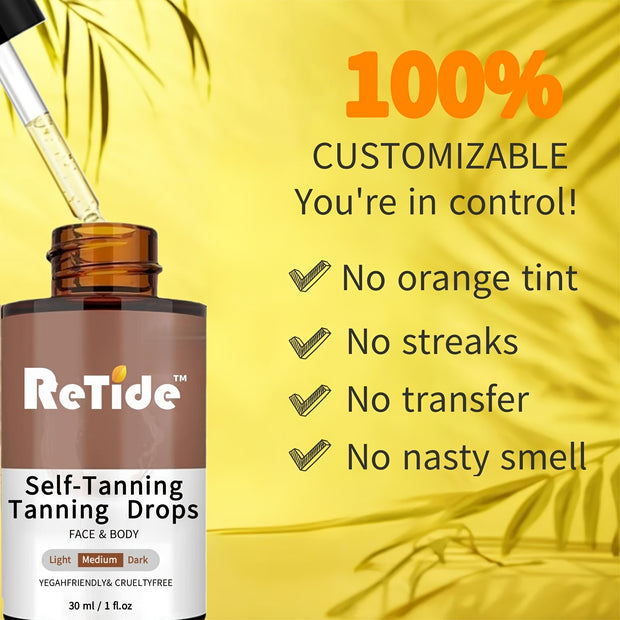 Self Tanning Drops- Medium Face Tanning Drops To Add To Lotion, Moisturizing Bronzing Tanner For Face& Body, Toxin Free Tanner For Fake 30ml/1fl.oz