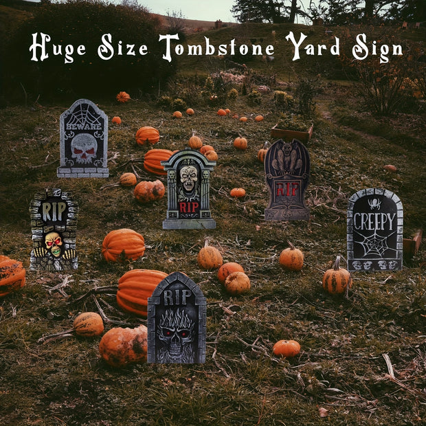 2D Flat Halloween Garden Decoration, Tombstone Shape RIP Scary Skull Pattern Demon Vampire, Halloween Party Decoration, Create Scary Atmosphere Decoration - Apply Halloween Day Courtyard Path Decoration, 2D Flat