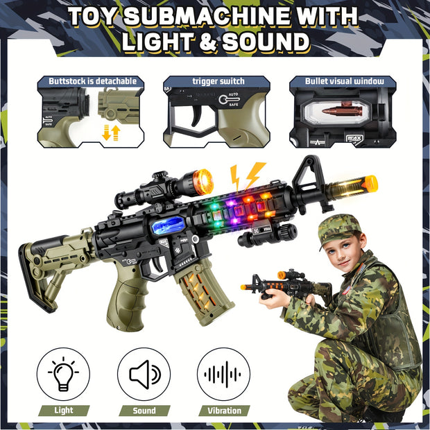 GINMIC Tactical Army Costume for Boys & Girls - Realistic Camouflage Vest with MOLLE Webbing, Pistol & Med Kit, Halloween & Christmas Outfit, Durable Polyester, Boy Costume, Best for Christmas