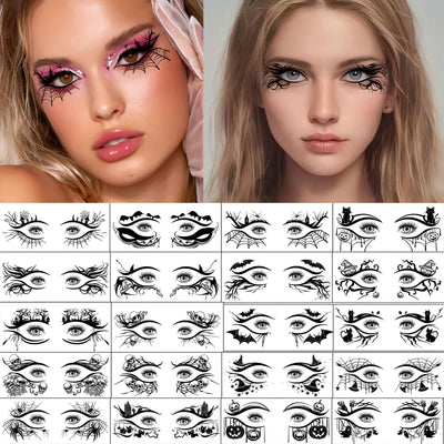 20 Pieces Of Realistic Halloween Eye Tattoo Stickers - Waterproof, Sweatproof, And Reusable For 2 Days - Essential Halloween Makeup, Versatile Embellishment, And Temporary Tattoo Designs