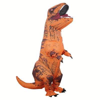 Inflatable T-REX Dinosaur Costume - Realistic Orange & Black Striped Design, Battery/Usb Powered, Perfect for Halloween, Carnival, And Themed Parties, Dinosaur Party Decorations, Carnival Attire, Detailed Texture Design, Dura