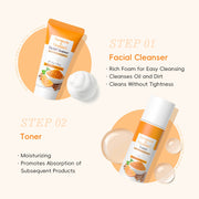 Natural Turmeric & Vitamin C 5pcs Skincare Set, Sensitive Light Beige Friendly, with Cleanser, Toner, Eye Cream, Serum, Moisurizer, Perfect Gift for Women, Affordable Beauty Gift Set, Best for Christmas, Perfect for Thanksgiv