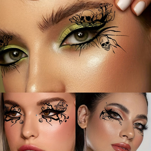 20 Pieces Of Realistic Halloween Eye Tattoo Stickers - Waterproof, Sweatproof, And Reusable For 2 Days - Essential Halloween Makeup, Versatile Embellishment, And Temporary Tattoo Designs