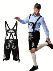 Black Adjustable Beer Festival Overalls - Munich Style Halloween Oktoberfest Men's Suspenders Workwear, Perfect for Parties and Costume Events, Party Outfit, Festive Attire, Casual Workwear, Hand Wash Only, Nonstretch Fabric,
