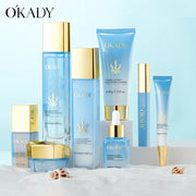 OKADY Sea Essence Hydrating 8pcs Set, Facial Care Set, Chlorella, Sea Fennel Ingredients - Elastic And Bright, Soft, Contains Cleanser, Toner, Serum, Eye Cream, Serum, Cream, Foundation, Lip Glaze, Gift for Ladies, New Year G