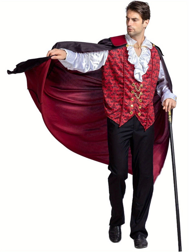 Vampire Costume, Vampire Costume Men With Vampire Cape For Deluxe Halloween Costume