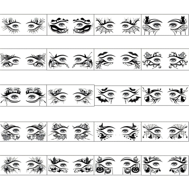 20 Pieces Of Realistic Halloween Eye Tattoo Stickers - Waterproof, Sweatproof, And Reusable For 2 Days - Essential Halloween Makeup, Versatile Embellishment, And Temporary Tattoo Designs