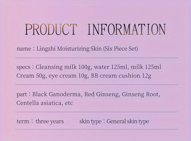6pcs Korean and American Skin Purple Ganoderma Moisturizing Beauty Set Box Hydrating, Moisturizing and Nourishing Skincare Set for Facial Care Gifts for Mothers and Girlfriends Mother's Day Gift