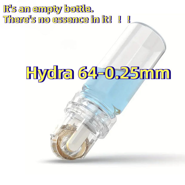 Hydra Roller 64-Needle 0.25mm Titanium Microneedling Tool - Stainless Steel & Glass Construction, Battery-Free & Odorless for Home Use, Light Beige & Collagen Boosting, Transparent Cylindrical Design, Durable Device