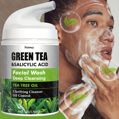 With Green Tea & Salicylic Acid, Facial Cleanser Creates Creamy Foam, Soothes And Moisturizes Skin, Control Oil, Clarify And Balance Skin, Unclogs Pores, for Acne Skin, Oily, Combination Skin
