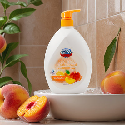 [VITALS | Revitalizing] 1pc VITALS Peach & Orange Blossom Revitalizing Body Wash - 33.8oz/1000ml | Infused with Fruit Extracts & Floral Essences, Gently Cleanses, Brightens & Hydrates Skin | Paraben-Free, Suitable for All Ski