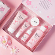 The new Sakura five-piece gift box, moisturizing + moisturizing + essence cream Light Beige care set, a set of multi-purpose, exquisite and beautiful Light Beige care gift box, a good choice for gifts