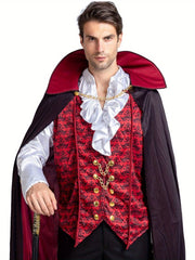 Vampire Costume, Vampire Costume Men With Vampire Cape For Deluxe Halloween Costume