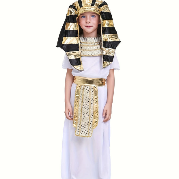 Kids Ancient Egyptian Kings, Pharaohs for Halloween Carnival Ball, Historical Theme Character Dress Up Performance Costume