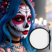 White Water-Soluble Face & Body Paint with Brushes - Halloween Skeleton, Zombie, Vampire & Skull Designs for Christmas, Mardi Gras & Cosplay Parties - Easy Application Paste For